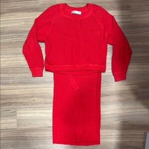 Free People Red Knit Set